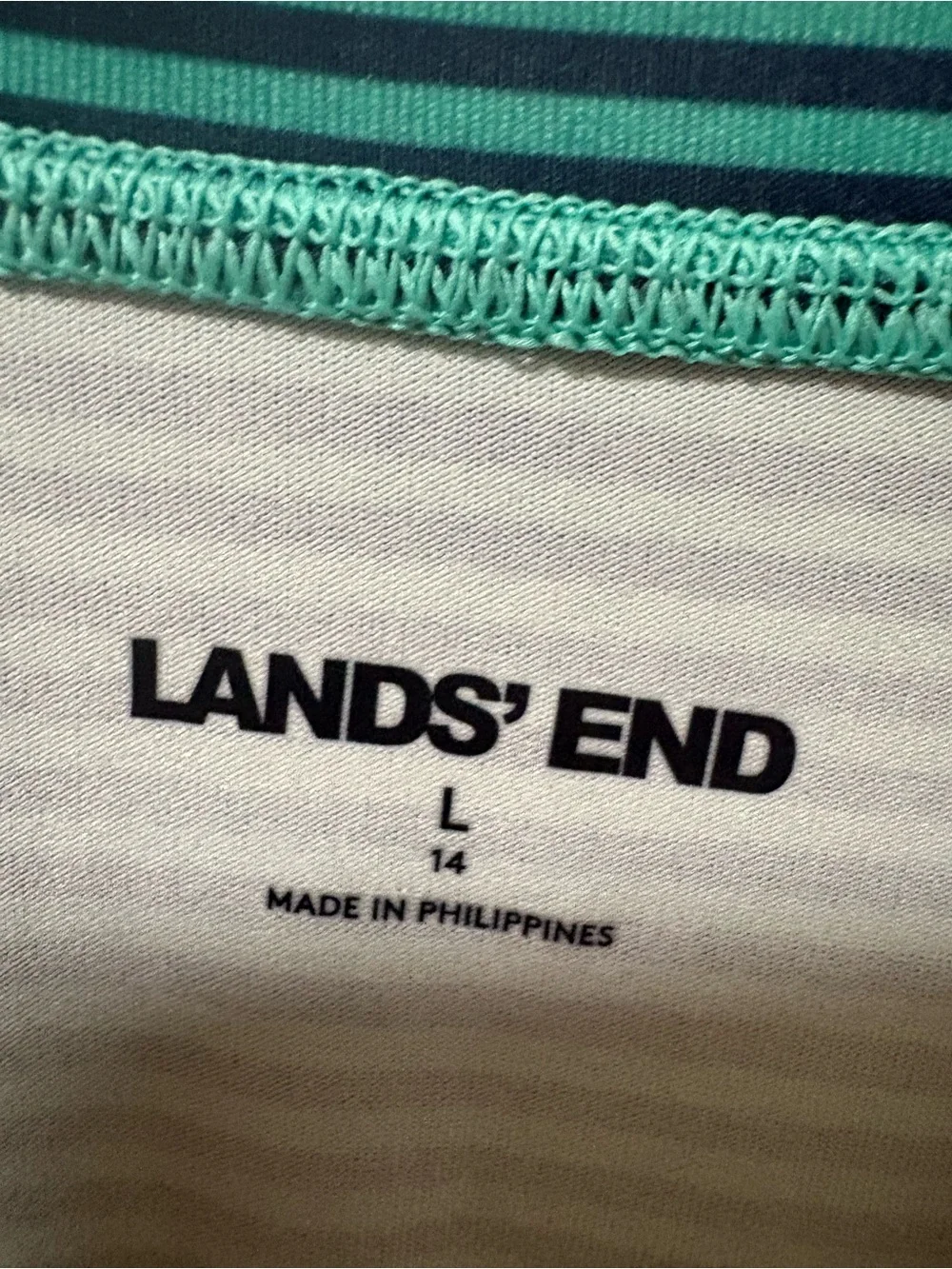 Lands' End Teal and Black Striped Long-Sleeve Rash Guard